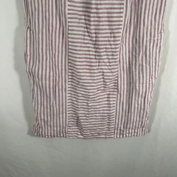 Madewell Mini Dress Women's Small Pink White Striped Linen Blend Pockets - Picture 3 of 9